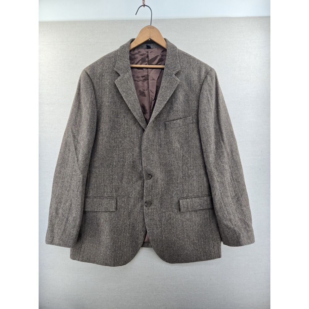 NWT J Crew Mens Brown Herringbone Wool Tweed Blazer Sport Coat 46R Style 03790